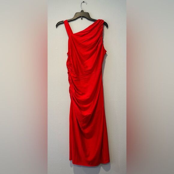HUGO BOSS Eperla Asymmetric Neck Satin Cocktail Dress, size L - Picture 10 of 12